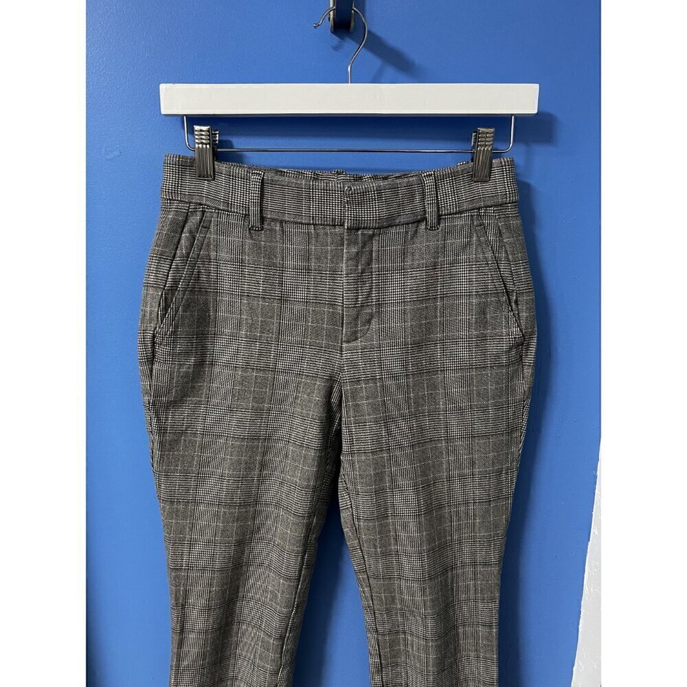 GAP Gray Plaid Slim Fit Womens Trousers With Pockets, WORK ATTIRE, WORK TROUSERS - Picture 5 of 10
